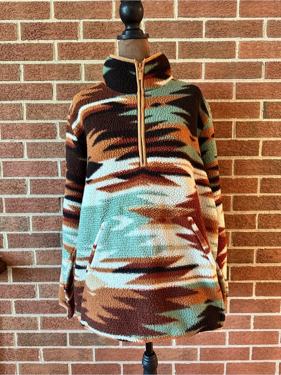 Wrangler Tops - Wrangler Women’s Pullover Sherpa Fleece Quarter Zip Aztec Western, XXL